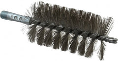 Schaefer Brush - 4-1/2" Brush Length, 2-1/2" Diam, Double Stem, Single Spiral Tube Brush - 7-1/4" Long, Stainless Steel, 1/4" NPSM Male Connection - Exact Tooling
