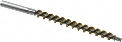 Schaefer Brush - 4" Brush Length, 3/8" Diam, Double Stem, Single Spiral Tube Brush - 6-1/4" Long, Brass, 12-24 Female Connection - Exact Tooling