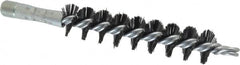 Schaefer Brush - 4-1/2" Brush Length, 1" Diam, Double Stem, Single Spiral Flue Brush - 7-1/2" Long, Tempered Steel Wire, 1/4" NPSM Male Connection - Exact Tooling