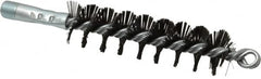 Schaefer Brush - 4-1/2" Brush Length, 1-1/4" Diam, Double Stem, Single Spiral Flue Brush - 7-1/2" Long, Tempered Steel Wire, 1/4" NPSM Male Connection - Exact Tooling