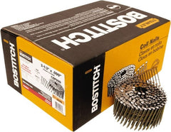 Stanley Bostitch - 13 Gauge 0.099" Shank Diam 2-1/2" Long Framing Nails for Power Nailers - Steel, Yellow Zinc Finish, Smooth Shank, Coil Wire Collation, Round Head, Diamond Point - Exact Tooling