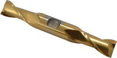 Cleveland - 3/4", 1-5/16" LOC, 3/4" Shank Diam, 5-5/8" OAL, 2 Flute, High Speed Steel Square End Mill - Double End, TiN Finish, Spiral Flute, 30° Helix, Centercutting, Right Hand Cut, Right Hand Flute, Series HD-2 - Exact Tooling