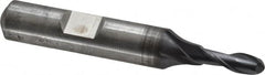 Cleveland - 3/16" Diam, 1/2" LOC, 2 Flute Cobalt Ball End Mill - TiCN Finish, Single End, 2-3/8" OAL, 3/8" Shank Diam, Spiral Flute - Exact Tooling