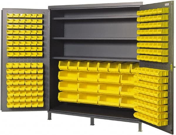 Valley Craft - 3 Shelf 212 Bin Storage Cabinet - Steel, 72" Wide x 24" Deep x 84" High, Gray - Exact Tooling