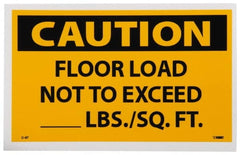 NMC - Accident Prevention Label, Header: CAUTION - Legend: Caution - Floor Load Not to Exceed _____ lbs/Sq. Ft, English, Black & Yellow, 5" Long x 3" High, Sign Muscle Finish - Exact Tooling