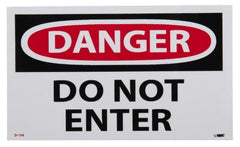 NMC - Security & Admittance Label, Header: DANGER - Legend: Danger - Do Not Enter, English, Red, Black & White, 5" Long x 3" High, Sign Muscle Finish - Exact Tooling
