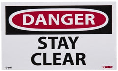 NMC - Accident Prevention Label, Header: DANGER - Legend: Danger - Stay Clear, English, Red, Black & White, 5" Long x 3" High, Sign Muscle Finish - Exact Tooling