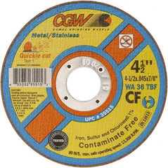 Camel Grinding Wheels - 9" 36 Grit Aluminum Oxide Cutoff Wheel - 1/16" Thick, 7/8" Arbor, 6,600 Max RPM - Exact Tooling