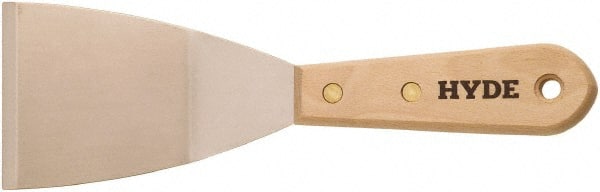 Hyde Tools - Stiff Carbon Steel Bent Chisel Scraper Set - 3" Blade Width x 5-1/2" Blade Length, 4" Long Hardwood Handle - Exact Tooling