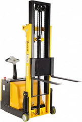Vestil - 1,100 Lb Capacity, 118" Lift Height, Battery Powered Stacker - 1-3/16" Lowered Height, 30" Fork Length, 32-1/4" Overall Width - Exact Tooling