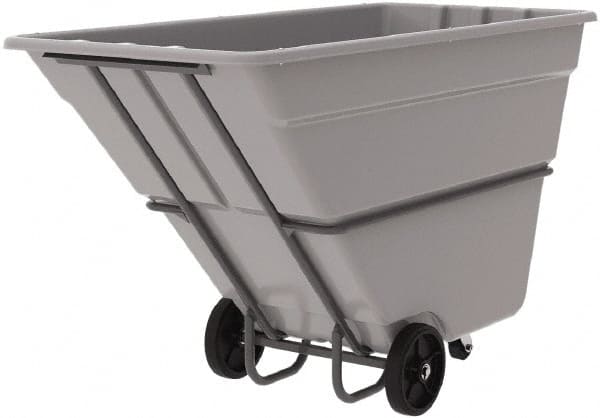 Akro-Mils - 2,000 Lb Load Capacity, 1 1/2 Cu Yd, Plastic Tilt Truck - 39" Wide x 85" Long x 51" High, Gray - Exact Tooling