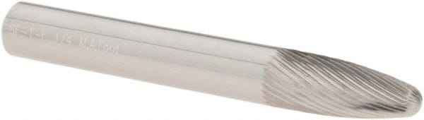 M.A. Ford - 1/4" Cut Diam, 1/4" Shank Diam, Tree with Radius Head Double Cut Burr - Carbide, Radius End, 5/8" LOC, 2" OAL - Exact Tooling
