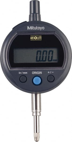 Mitutoyo - 0 to 12.7mm Range, 0.0005" Graduation, Electronic Drop Indicator - Flat Back, Accurate to 0.001", English & Metric System, LCD Display - Exact Tooling