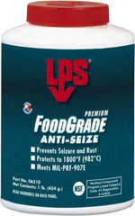 LPS - 1 Lb Brush Top Food Grade Anti-Seize Lubricant - Metal Free, -1,800°F, Opaque Off-White, Food Grade - Exact Tooling