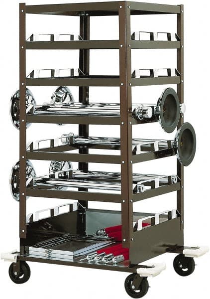 Tensator - 450 Lb Capacity, 32" Wide x 32" Long x 72" High Storage Rack Cart - 6 Shelf, Steel, Rubber Casters - Exact Tooling