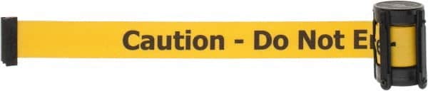Tensator - 5" High x 90" Long x 2" Wide Barrier Replacement Cassette - Plastic, Black Powder Finish, Yellow, Use with Tensabarrier - Exact Tooling