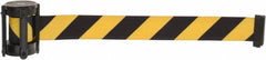 Tensator - 5" High x 90" Long x 2" Wide Barrier Replacement Cassette - Plastic, Black Powder Finish, Black/Yellow, Use with Tensabarrier - Exact Tooling
