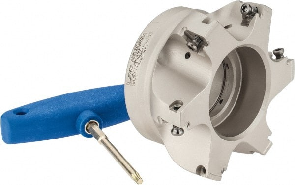 Iscar - 6 Inserts, 4" Cut Diam, 1-1/2" Arbor Diam, 0.512" Max Depth of Cut, Indexable Square-Shoulder Face Mill - 0/90° Lead Angle, 2" High, HM390 TDKT 1505 Insert Compatibility, Through Coolant, Series HeliIQMill - Exact Tooling