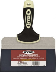 Hyde Tools - 8" Wide Spring Blade Tempered Steel Taping Knife - Flexible, Soft Grip Plastic Overmold Handle, 10-1/2" OAL - Exact Tooling