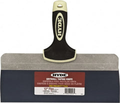Hyde Tools - 12" Wide Spring Blade Tempered Steel Taping Knife - Flexible, Soft Grip Plastic Overmold Handle, 10-1/2" OAL - Exact Tooling