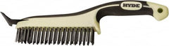Hyde Tools - 20 Rows x 4 Columns Steel Scratch Brush - 6" Brush Length, 12-3/4" OAL, 1-1/8" Trim Length, Plastic with Rubber Overmold Ergonomic Handle - Exact Tooling