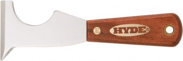 Hyde Tools - Stiff High Carbon Steel Chisel Scraper - 2-1/2" Blade Width x 2-1/2" Blade Length, Hardwood Handle - Exact Tooling