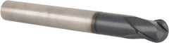 Accupro - 3/4" Diam, 3/4" LOC, 2 Flute Solid Carbide Ball End Mill - TiAlN Finish, Single End, 6-1/4" OAL, 3/4" Shank Diam, Spiral Flute - Exact Tooling