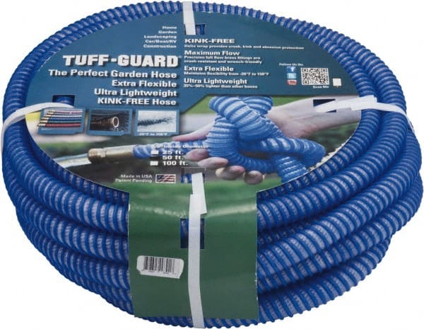 JGB Enterprises - 25' Long Garden Hose - 5/8" Diam, 5/8" GHT, Polypropylene, 100 psi, Hot Water Compatible, All Season, Blue - Exact Tooling