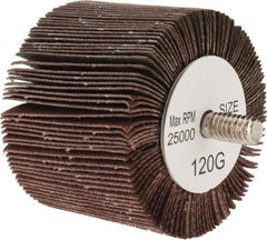 Tru-Maxx - 2" Diam x 1-1/2" Face Width, Fine Aluminum Oxide Coated Mounted Flap Wheel - 1/4-20 Threaded Mount, 120 Grit, 25,000 Max RPM - Exact Tooling