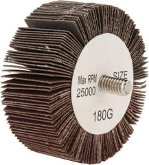 Tru-Maxx - 2-1/2" Diam x 1" Face Width, Very Fine Aluminum Oxide Coated Mounted Flap Wheel - 1/4-20 Threaded Mount, 180 Grit, 25,000 Max RPM - Exact Tooling