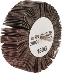 Tru-Maxx - 3" Diam x 1" Face Width, Very Fine Aluminum Oxide Coated Mounted Flap Wheel - 1/4-20 Threaded Mount, 180 Grit, 20,000 Max RPM - Exact Tooling