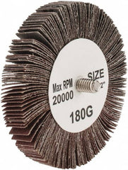 Tru-Maxx - 3" Diam x 1/2" Face Width, Very Fine Aluminum Oxide Coated Mounted Flap Wheel - 1/4-20 Threaded Mount, 180 Grit, 20,000 Max RPM - Exact Tooling