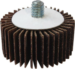 Tru-Maxx - 2" Diam x 1-1/2" Face Width, Medium Aluminum Oxide Coated Mounted Flap Wheel - 1/4-20 Threaded Mount, 60 Grit, 25,000 Max RPM - Exact Tooling