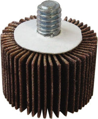 Tru-Maxx - 1-1/2" Diam x 1" Face Width, Fine Aluminum Oxide Coated Mounted Flap Wheel - 1/4-20 Threaded Mount, 120 Grit, 30,000 Max RPM - Exact Tooling