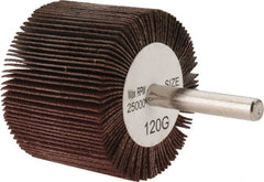 Tru-Maxx - 2" Diam x 1-1/2" Face Width, Fine Aluminum Oxide Coated Mounted Flap Wheel - 1/4" Shank Mount, 120 Grit, 25,000 Max RPM - Exact Tooling