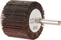 Tru-Maxx - 2" Diam x 1-1/2" Face Width, Medium Aluminum Oxide Coated Mounted Flap Wheel - 1/4" Shank Mount, 80 Grit, 25,000 Max RPM - Exact Tooling