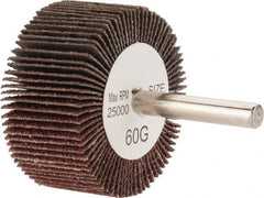 Tru-Maxx - 2" Diam x 1" Face Width, Medium Aluminum Oxide Coated Mounted Flap Wheel - 1/4" Shank Mount, 60 Grit, 25,000 Max RPM - Exact Tooling