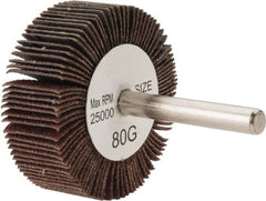 Tru-Maxx - 2" Diam x 3/4" Face Width, Medium Aluminum Oxide Coated Mounted Flap Wheel - 1/4" Shank Mount, 80 Grit, 25,000 Max RPM - Exact Tooling