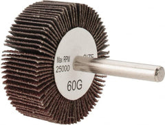 Tru-Maxx - 2" Diam x 3/4" Face Width, Medium Aluminum Oxide Coated Mounted Flap Wheel - 1/4" Shank Mount, 60 Grit, 25,000 Max RPM - Exact Tooling
