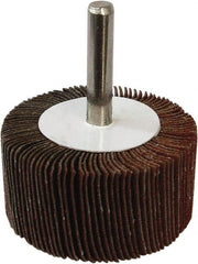 Tru-Maxx - 2" Diam x 1/2" Face Width, Medium Aluminum Oxide Coated Mounted Flap Wheel - 1/4" Shank Mount, 80 Grit, 25,000 Max RPM - Exact Tooling