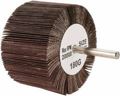 Tru-Maxx - 3" Diam x 2" Face Width, Very Fine Aluminum Oxide Coated Mounted Flap Wheel - 1/4" Shank Mount, 180 Grit, 20,000 Max RPM - Exact Tooling