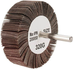 Tru-Maxx - 3" Diam x 1" Face Width, Extra Fine Aluminum Oxide Coated Mounted Flap Wheel - 1/4" Shank Mount, 320 Grit, 20,000 Max RPM - Exact Tooling