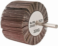 Tru-Maxx - 3" Diam x 2" Face Width, Extra Fine Aluminum Oxide Coated Mounted Flap Wheel - 1/4" Shank Mount, 320 Grit, 20,000 Max RPM - Exact Tooling