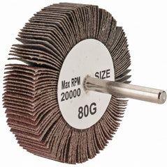 Tru-Maxx - 3" Diam x 3/4" Face Width, Medium Aluminum Oxide Coated Mounted Flap Wheel - 1/4" Shank Mount, 80 Grit, 20,000 Max RPM - Exact Tooling