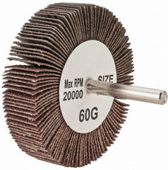 Tru-Maxx - 3" Diam x 3/4" Face Width, Medium Aluminum Oxide Coated Mounted Flap Wheel - 1/4" Shank Mount, 60 Grit, 20,000 Max RPM - Exact Tooling