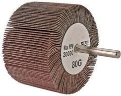 Tru-Maxx - 3" Diam x 2" Face Width, Medium Aluminum Oxide Coated Mounted Flap Wheel - 1/4" Shank Mount, 80 Grit, 20,000 Max RPM - Exact Tooling