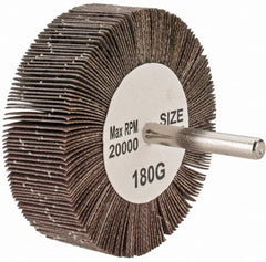 Tru-Maxx - 3" Diam x 1" Face Width, Very Fine Aluminum Oxide Coated Mounted Flap Wheel - 1/4" Shank Mount, 180 Grit, 20,000 Max RPM - Exact Tooling