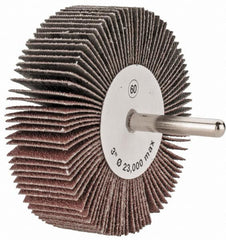 Tru-Maxx - 3" Diam x 1" Face Width, Medium Aluminum Oxide Coated Mounted Flap Wheel - 1/4" Shank Mount, 60 Grit, 20,000 Max RPM - Exact Tooling
