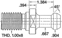 Parlec - Style C CAT50 1-8 45° 0.904" Diam Retention Knob - Exact Tooling