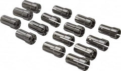Parlec - 15 Piece, 1/8" to 9/16" Capacity, Double Angle Collet Set - Series DA100 - Exact Tooling
